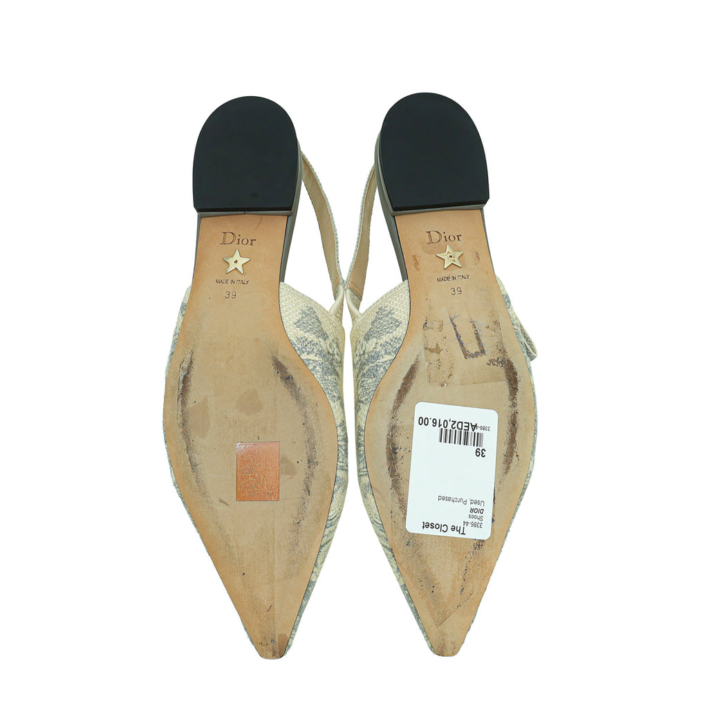 Christian Dior J'adior Toile De Jouy Flat Slingback 39