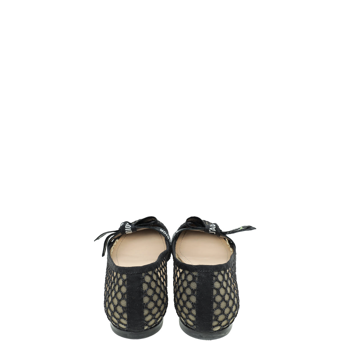 Christian Dior Black Miss J'adior Fishnet Mesh Flat Ballerina 39
