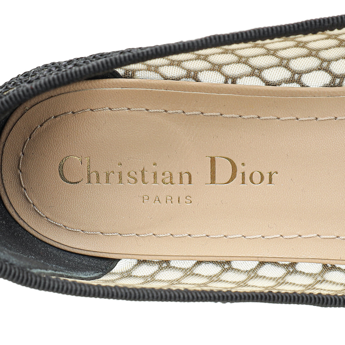 Christian Dior Black Miss J'adior Fishnet Mesh Flat Ballerina 39