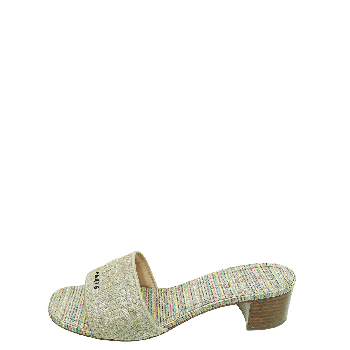 Christian Dior Gold Multicolor Dway Heeled Slide Sandals 39