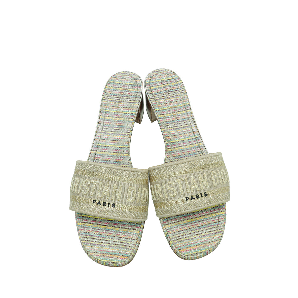 Christian Dior Gold Multicolor Dway Heeled Slide Sandals 39