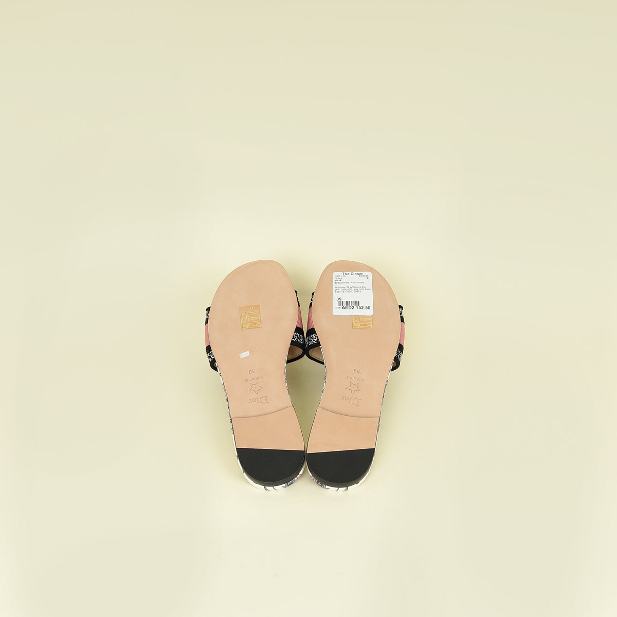 Christian Dior Multicolor Embroidered Butterfly Dway Flat Sandals 39