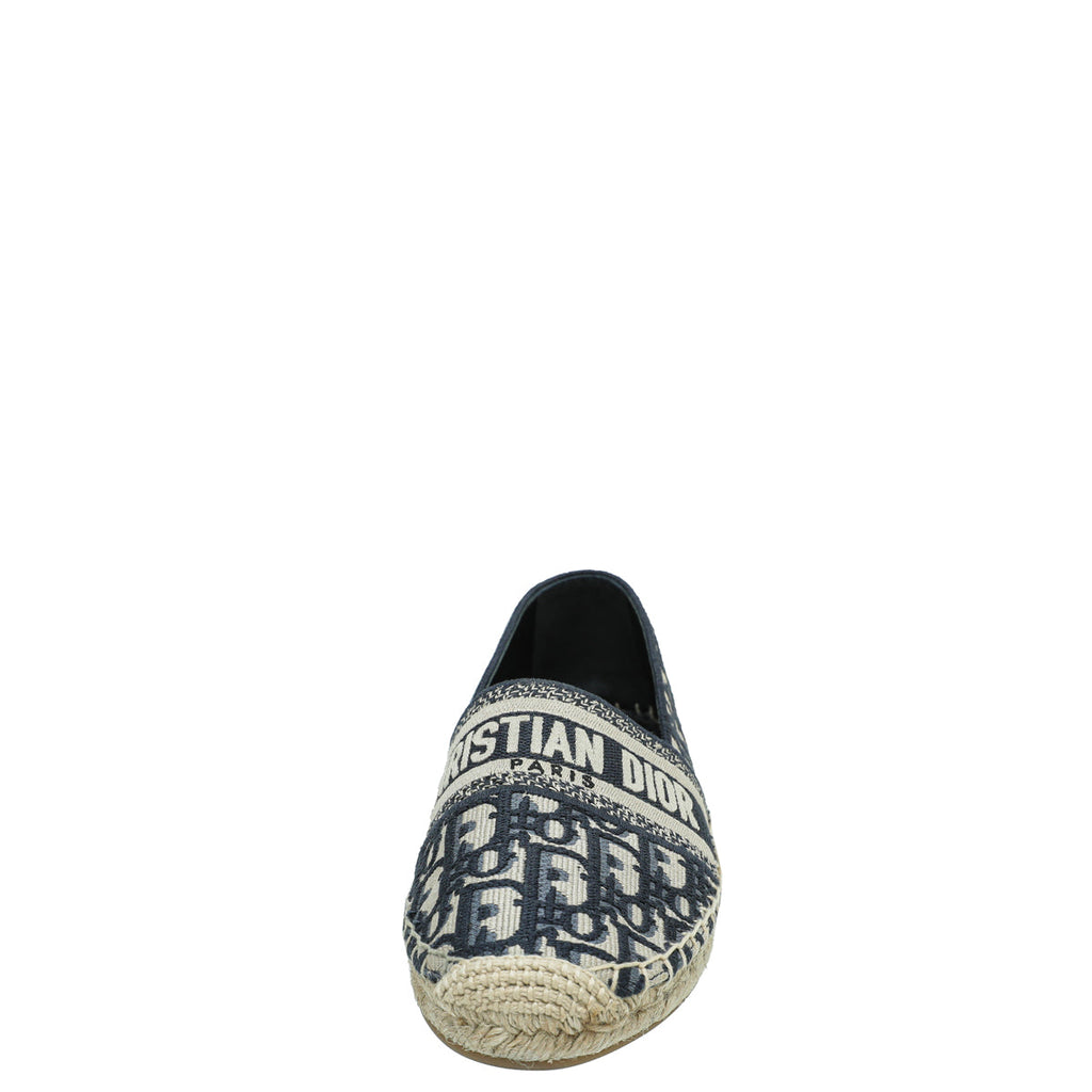 Christian Dior Navy Blue Oblique Embroidered Granville Espadrille 39