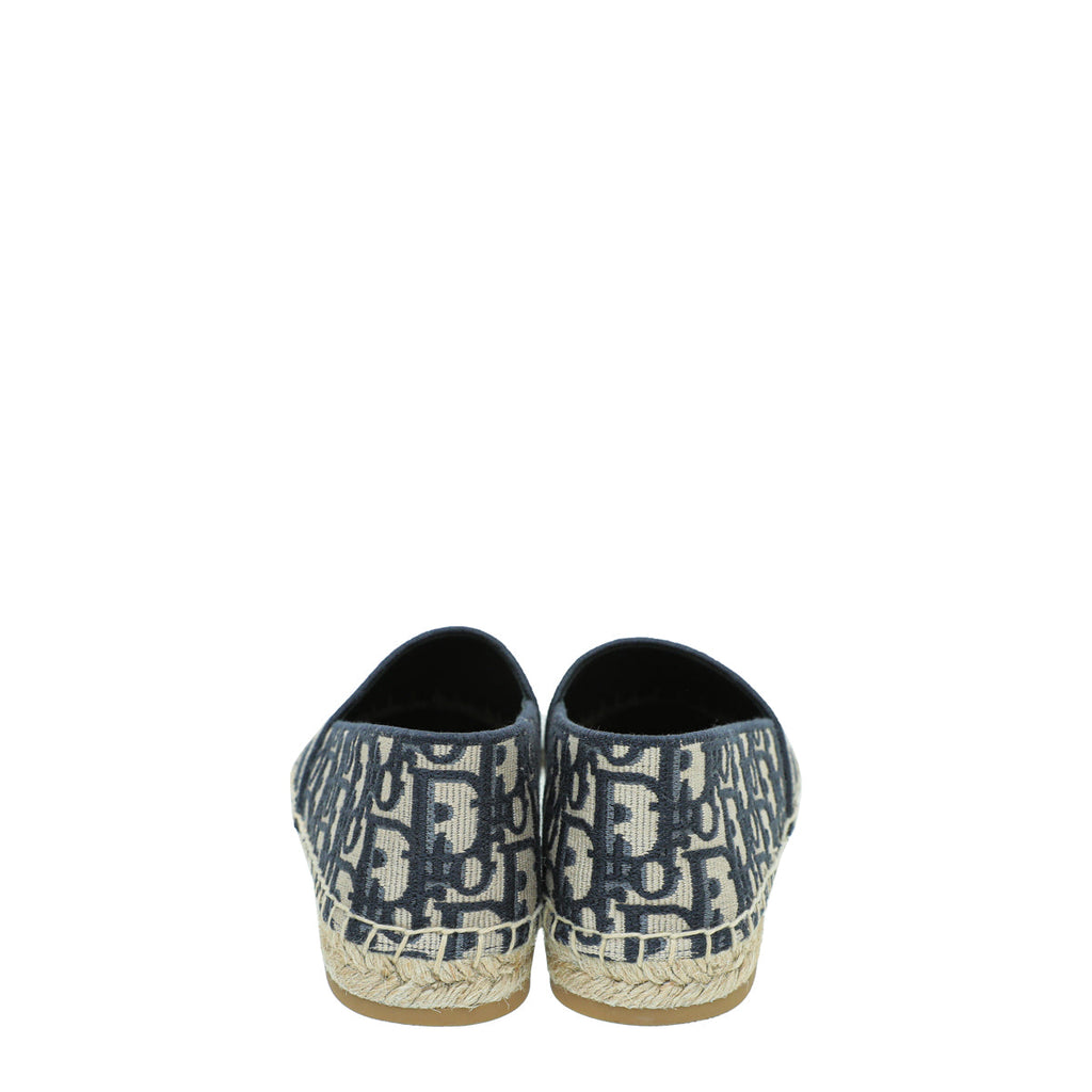 Christian Dior Navy Blue Oblique Embroidered Granville Espadrille 39
