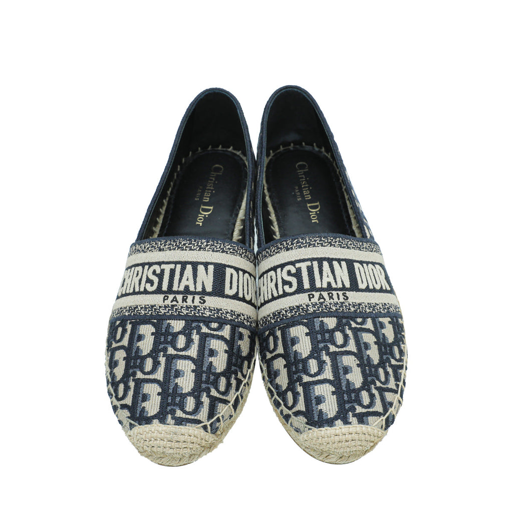 Christian Dior Navy Blue Oblique Embroidered Granville Espadrille 39