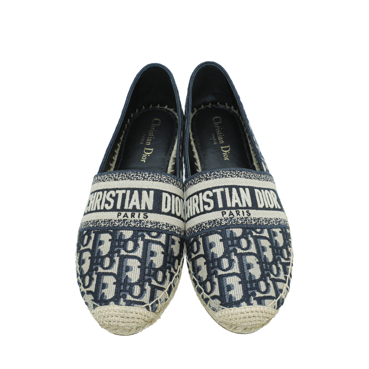 Christian Dior Navy Blue Oblique Embroidered Granville Espadrille 39