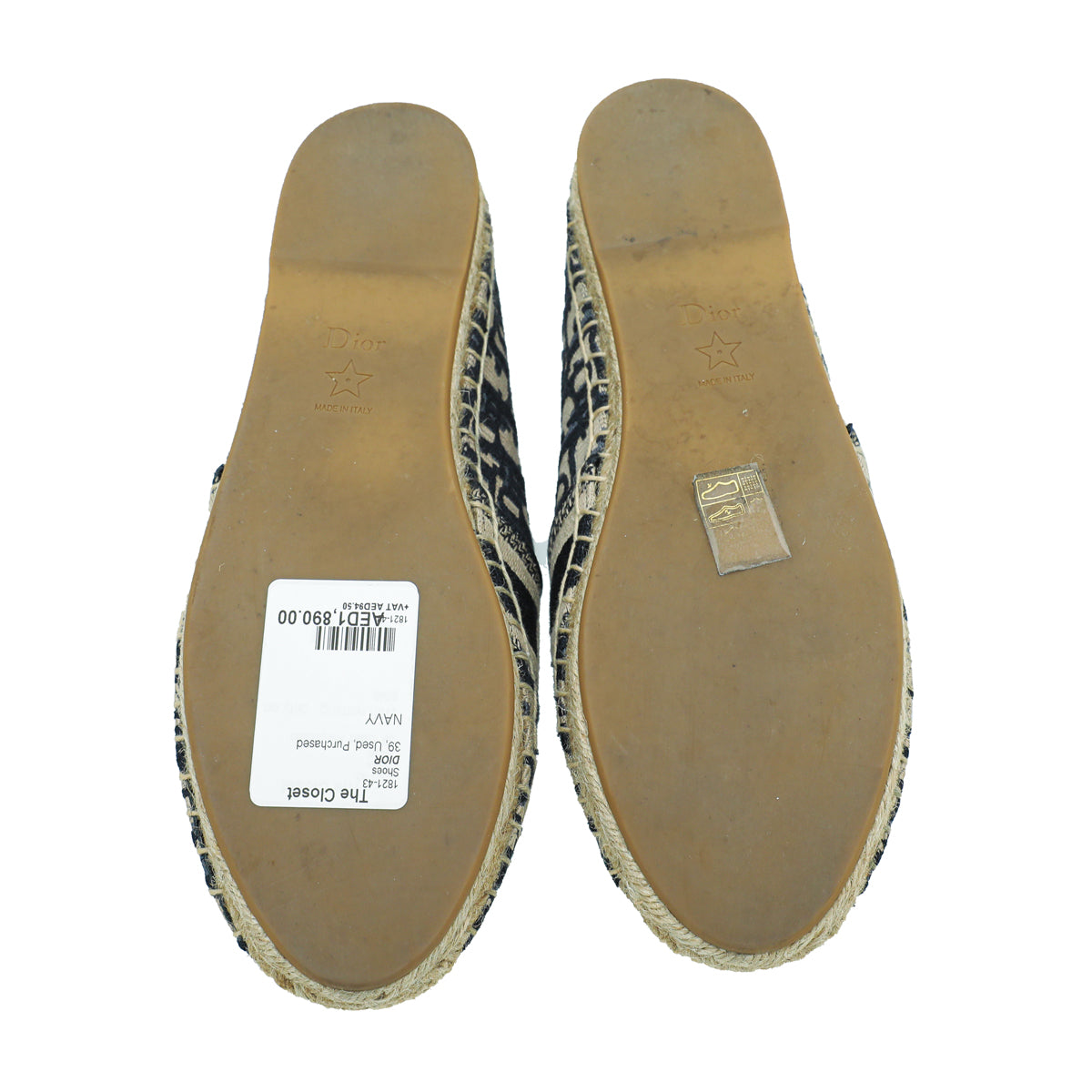 Christian Dior Navy Blue Oblique Embroidered Granville Espadrille 39