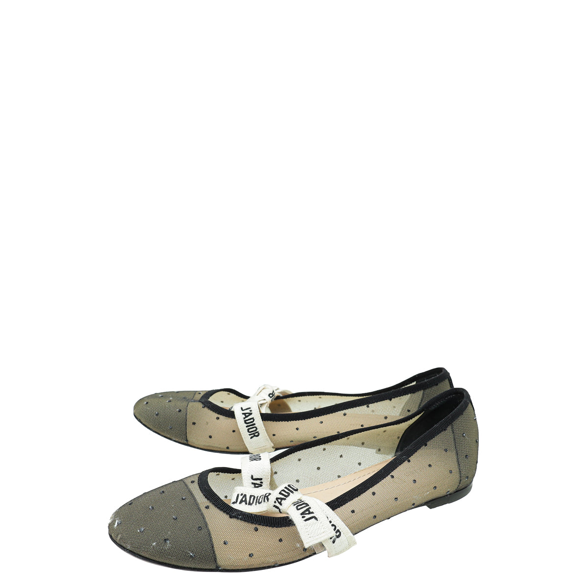 Christian Dior Black Miss J'adior Mesh Dot Flat Ballerina 40.5