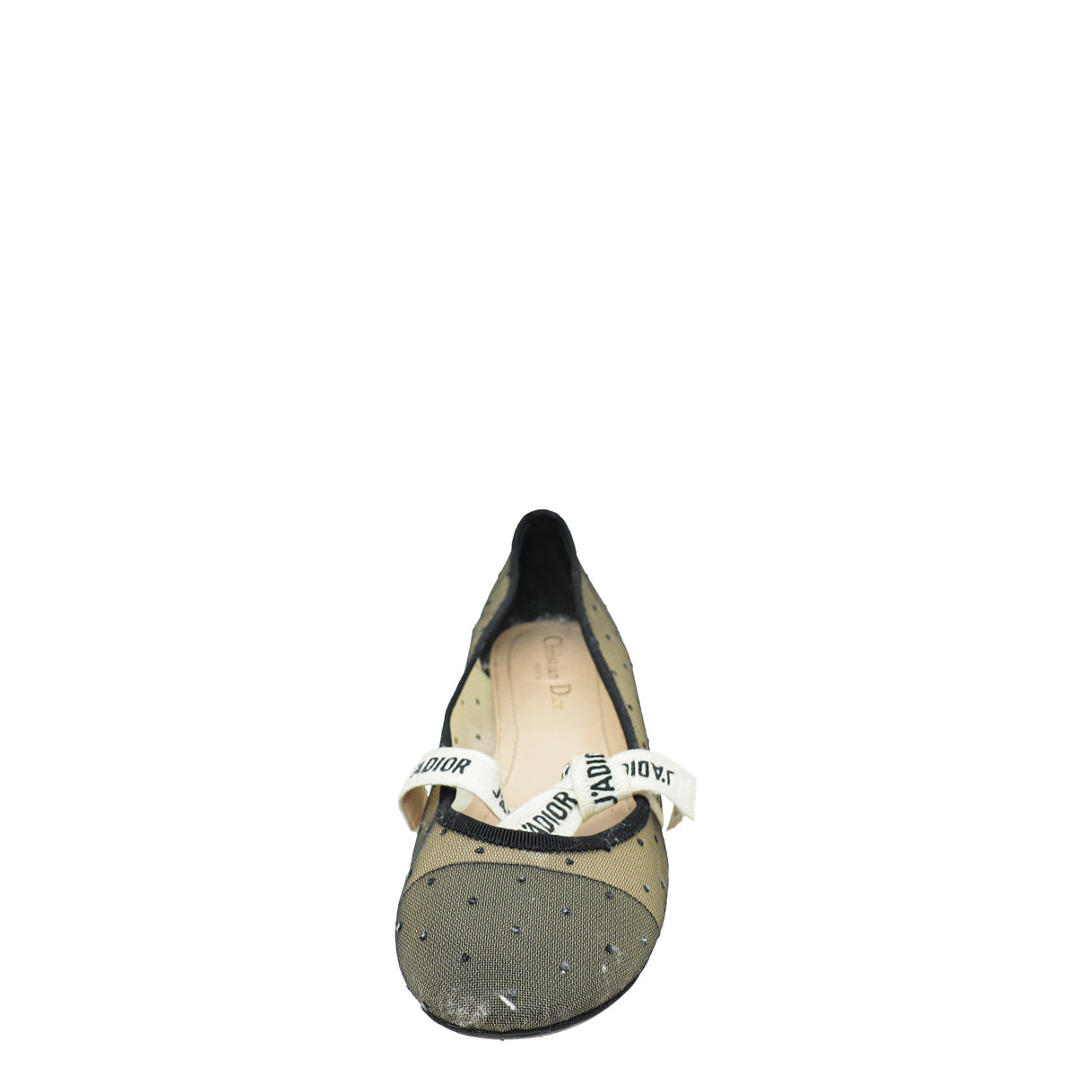 Christian Dior Black Miss J'adior Mesh Dot Flat Ballerina 40.5