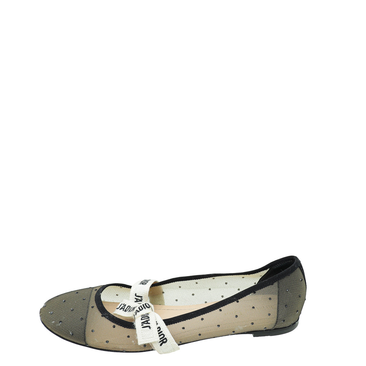 Christian Dior Black Miss J'adior Mesh Dot Flat Ballerina 40.5