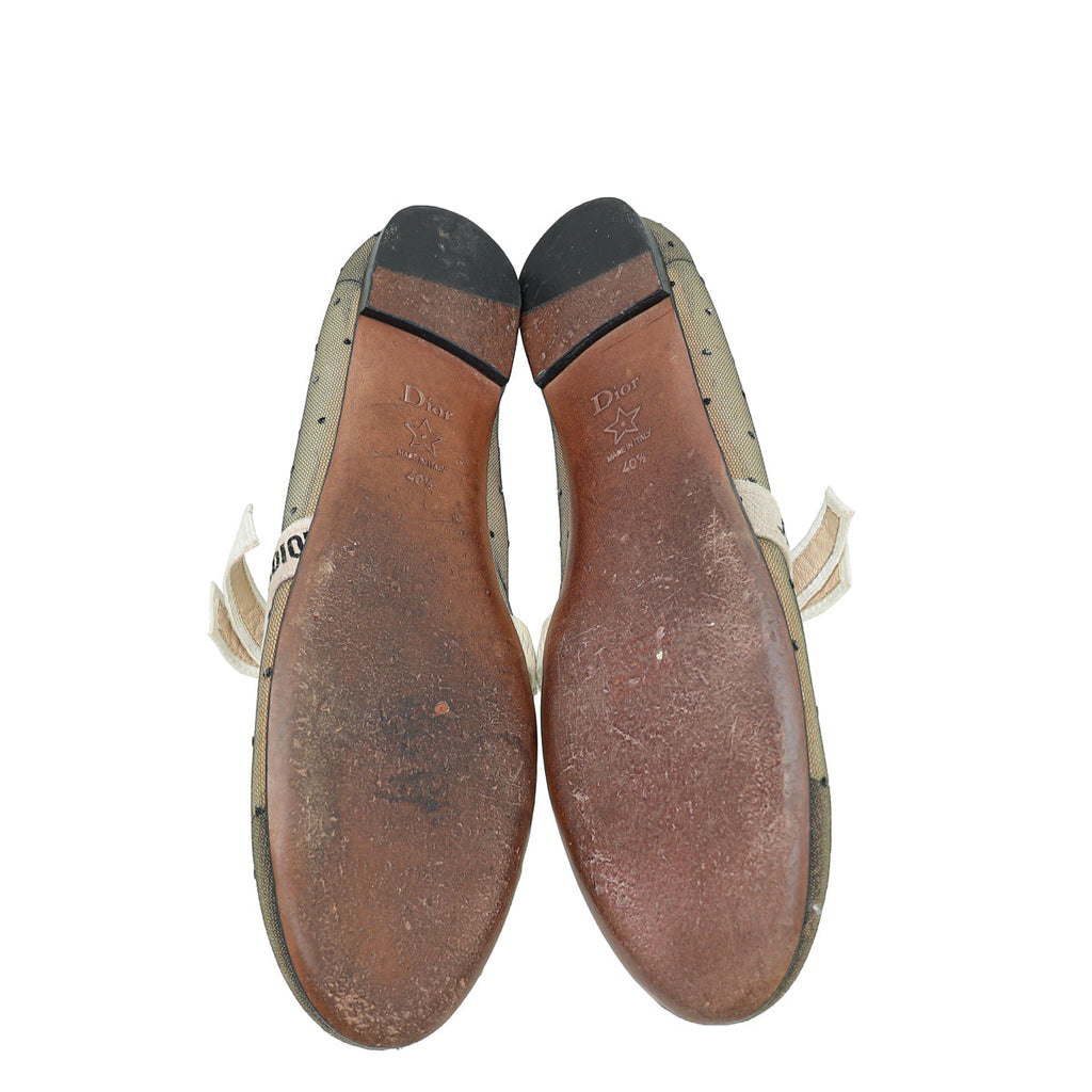 Christian Dior Black Miss J'adior Mesh Dot Flat Ballerina 40.5