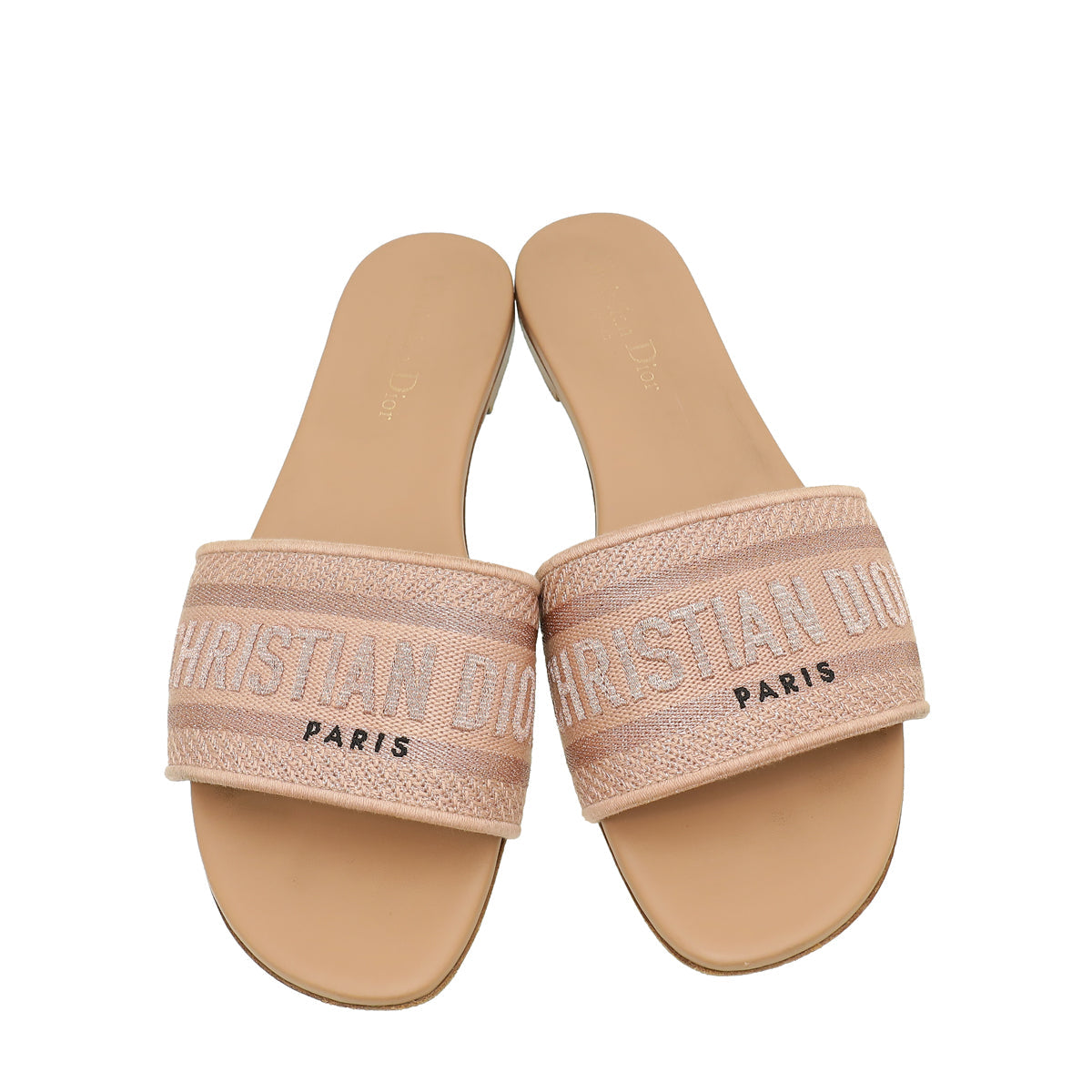 Christian Dior Blush Dway Embroidered Metallic Sandal 40