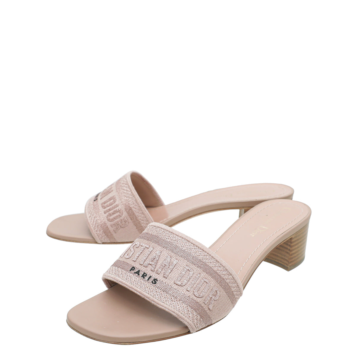 Christian Dior Rose De Vents Dway Embroidered Cotton Slide Mules 40