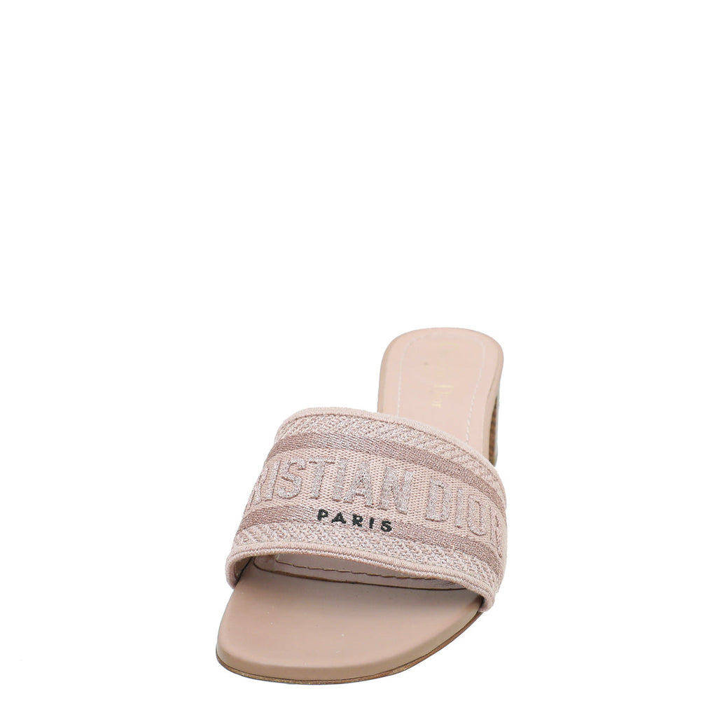 Christian Dior Rose De Vents Dway Embroidered Cotton Slide Mules 40
