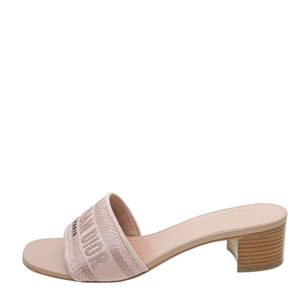 Christian Dior Rose De Vents Dway Embroidered Cotton Slide Mules 40