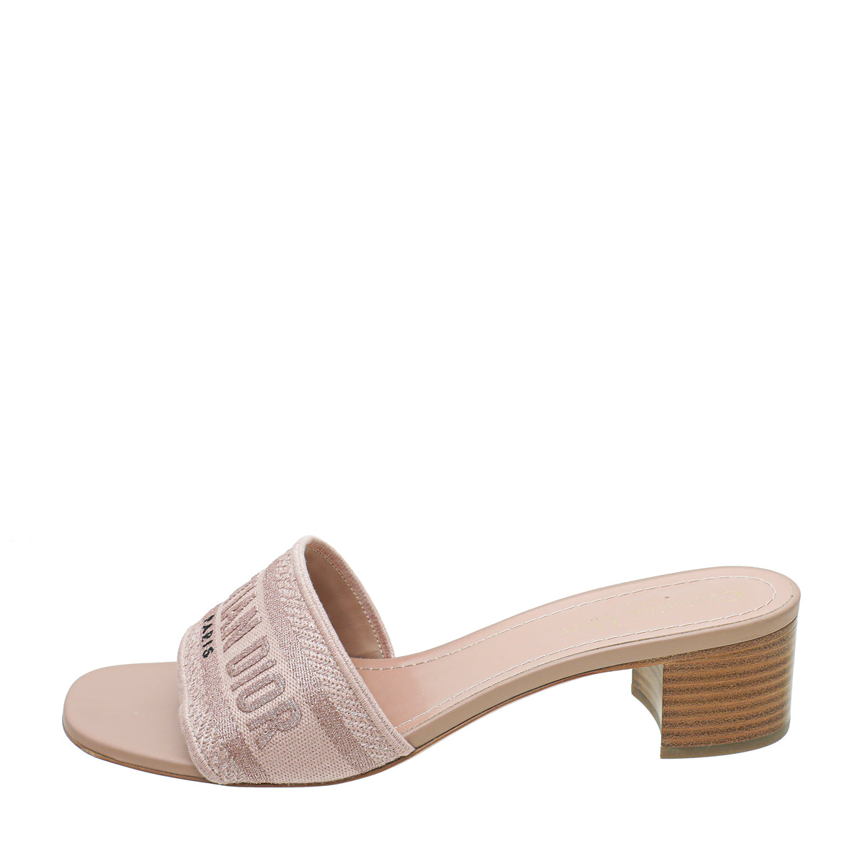 Christian Dior Rose De Vents Dway Embroidered Cotton Slide Mules 40