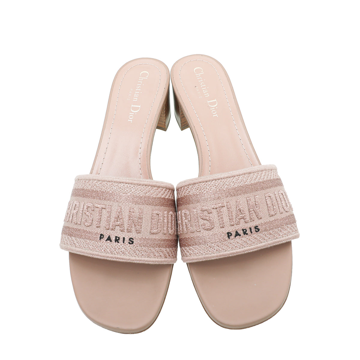 Christian Dior Rose De Vents Dway Embroidered Cotton Slide Mules 40