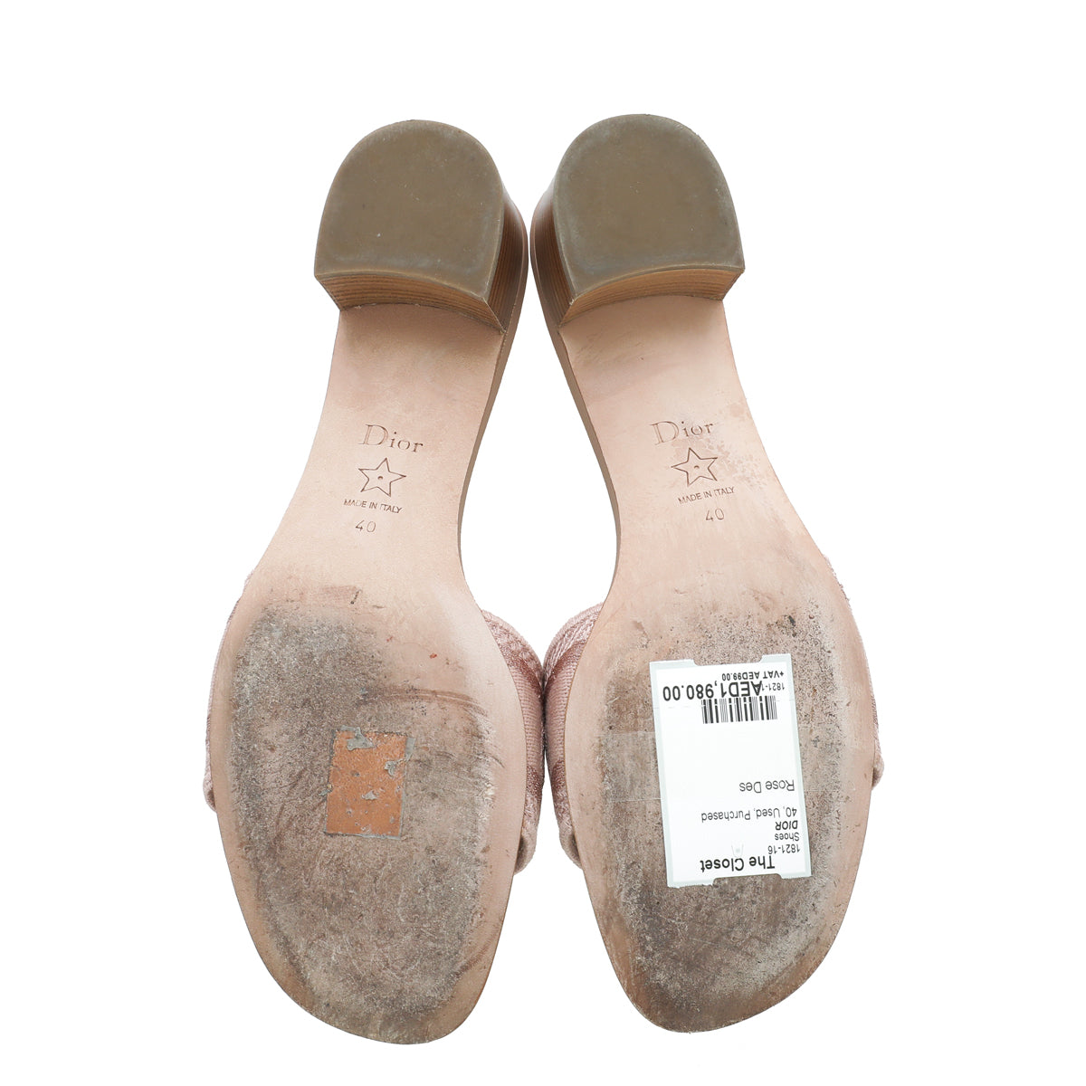 Christian Dior Rose De Vents Dway Embroidered Cotton Slide Mules 40