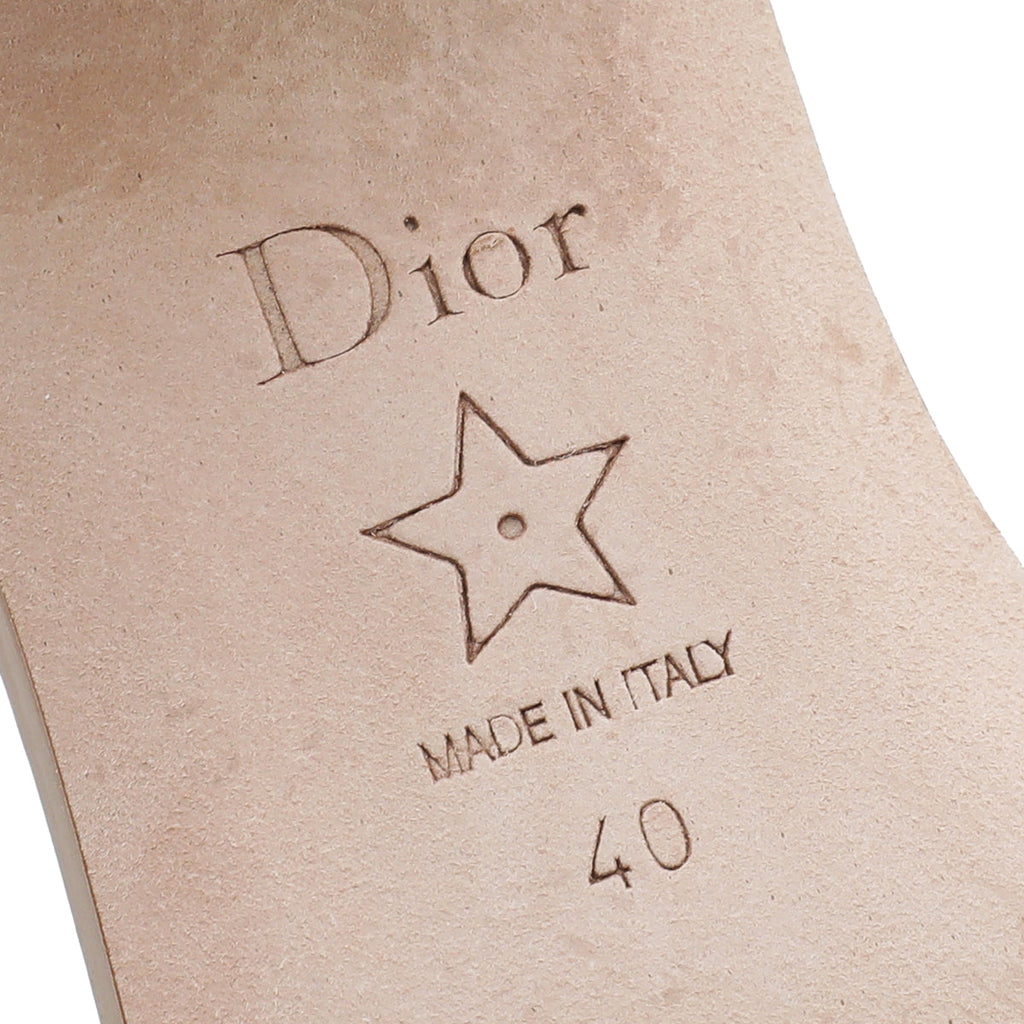 Christian Dior Rose De Vents Dway Embroidered Cotton Slide Mules 40