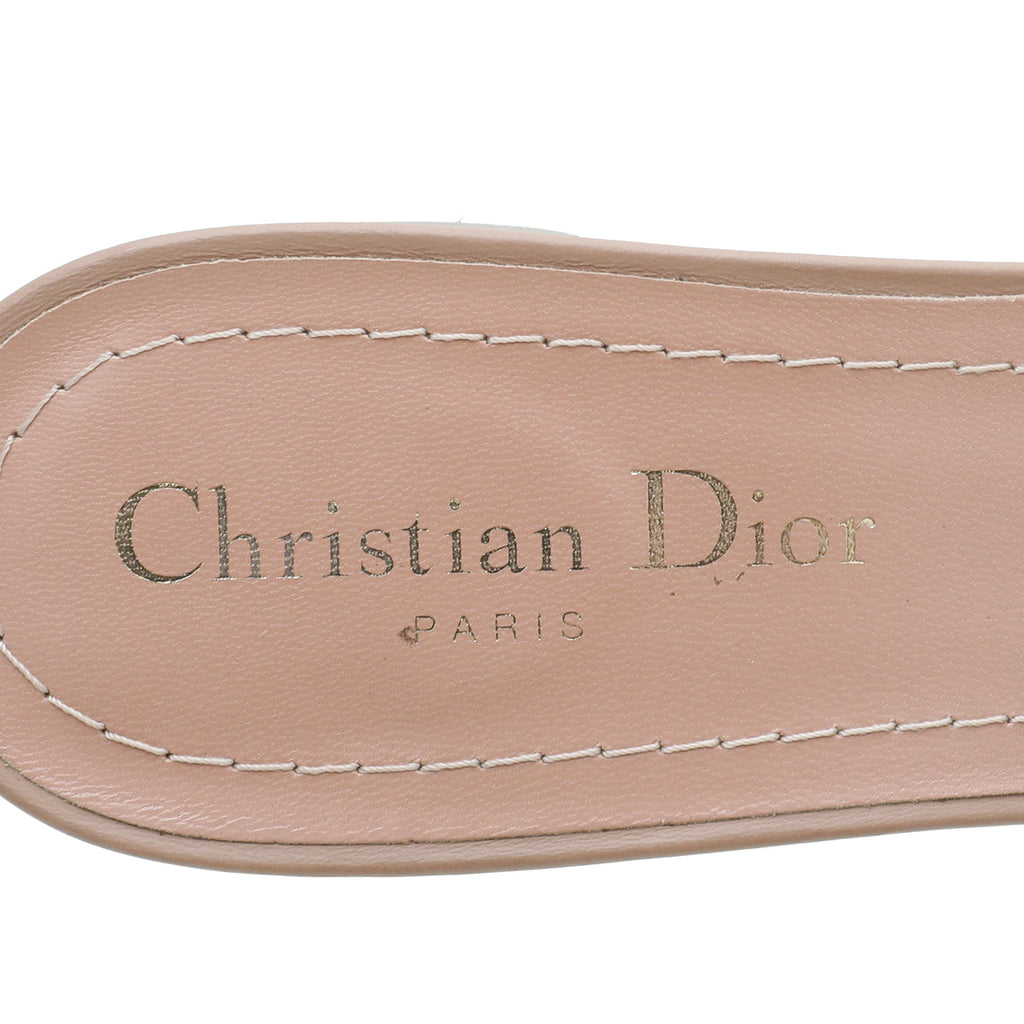 Christian Dior Rose De Vents Dway Embroidered Cotton Slide Mules 40