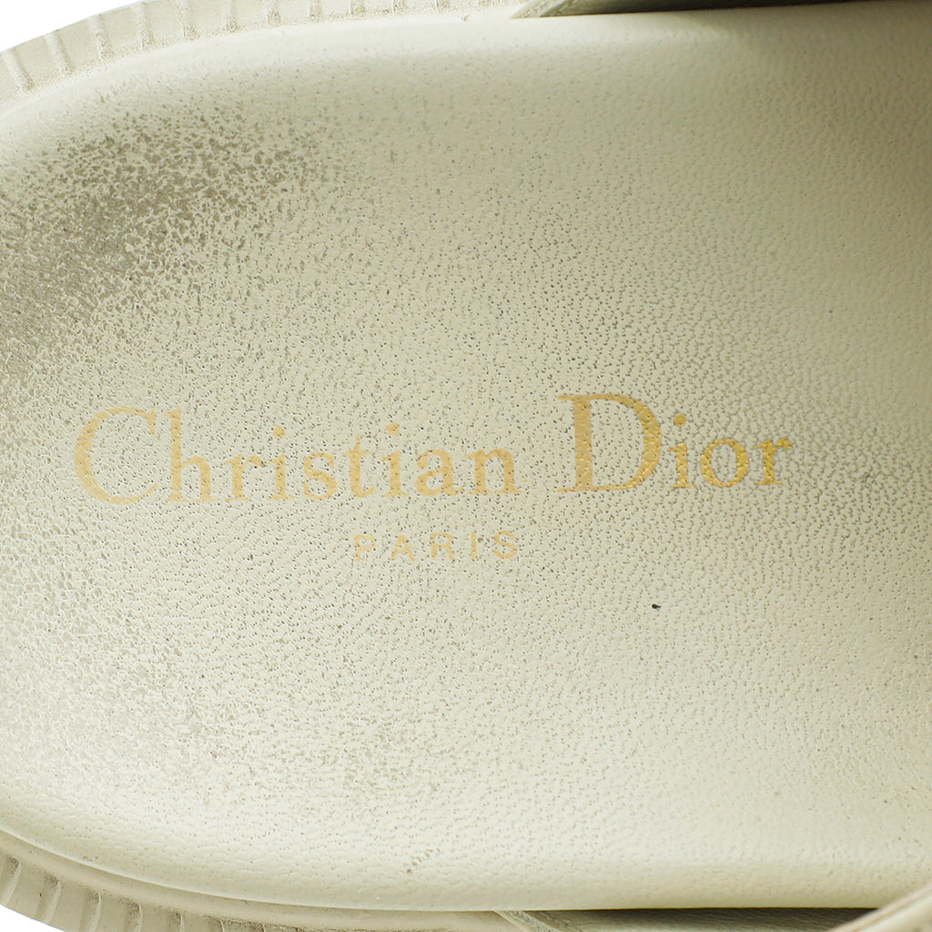 Christian Dior Cream Act Slide Sandals 40