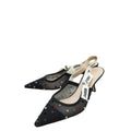 Christian Dior Black J'adior Mini Velvet Dot Mesh Slingback Pump 40