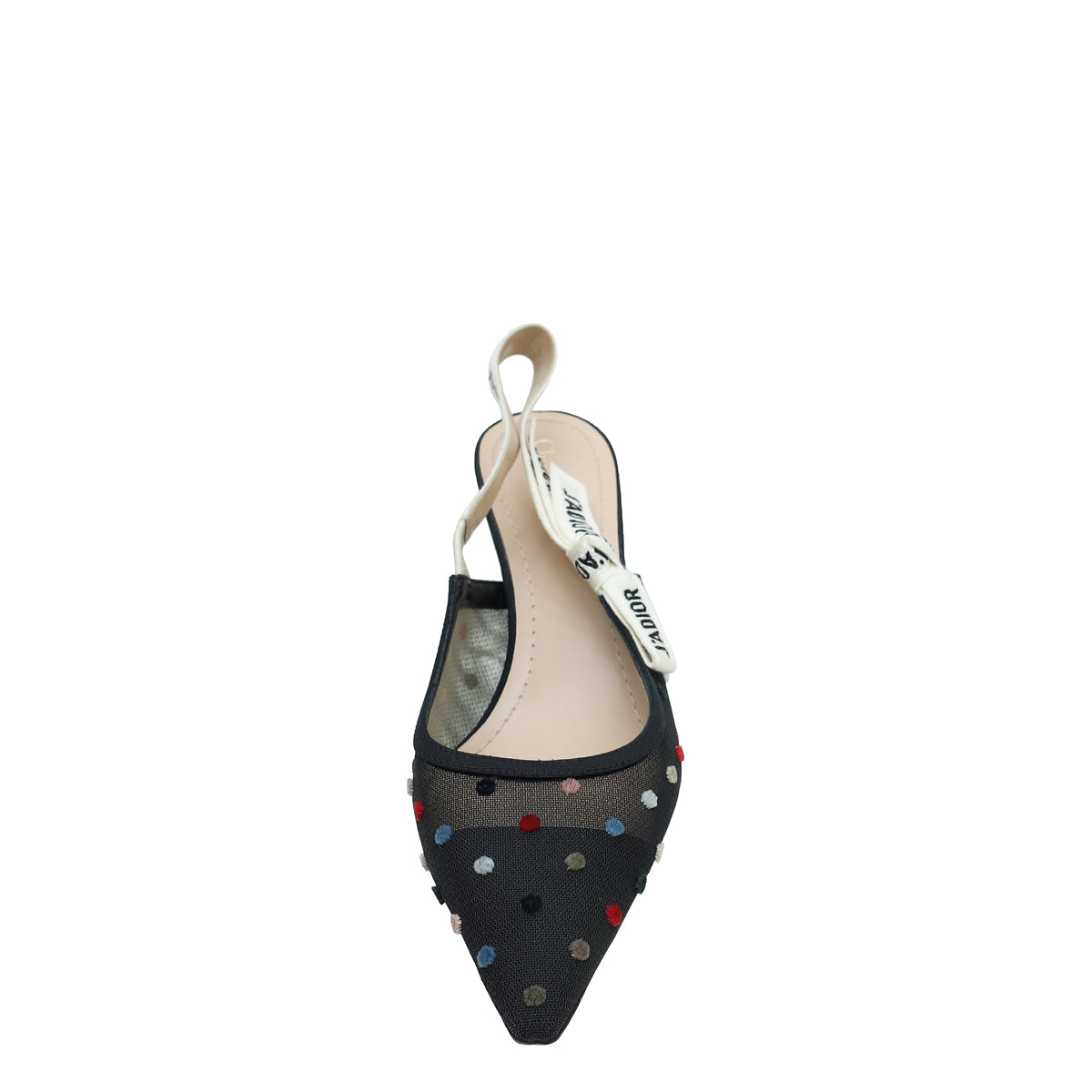 Christian Dior Black J'adior Mini Velvet Dot Mesh Slingback Pump 40