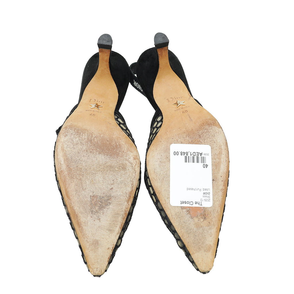 Christian Dior Black J'Adior Mesh Slingback 40