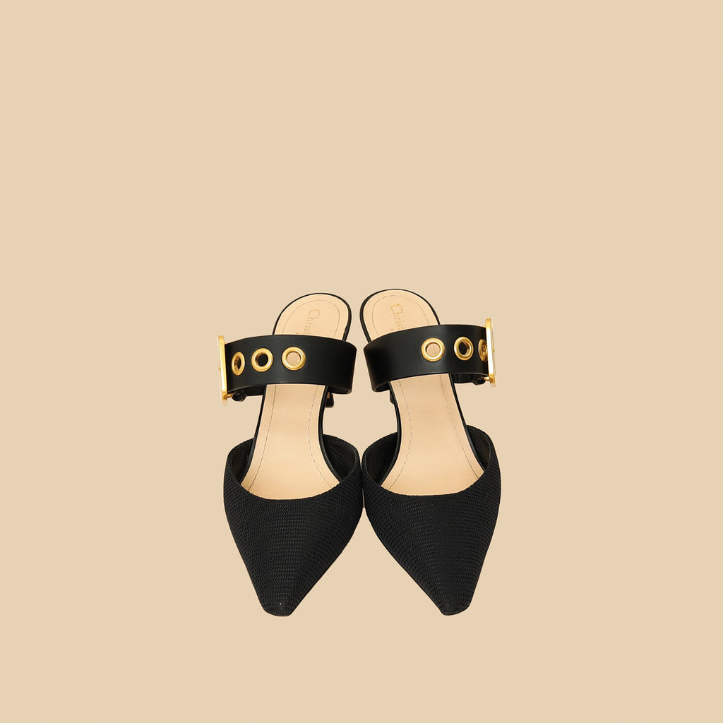 Christian Dior Black D-Dior Heeled Mules 40