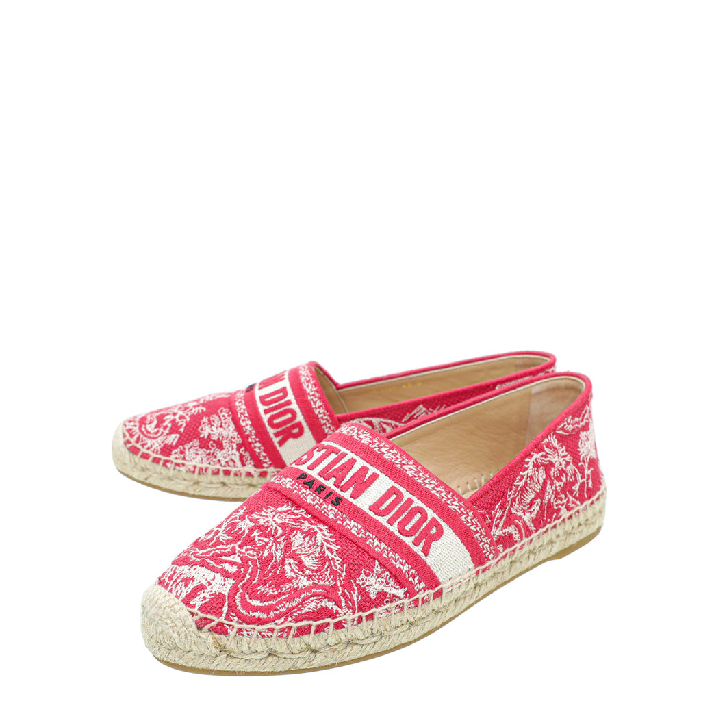 Christian Dior Red Toile de Jouy Granville Espadrille 40
