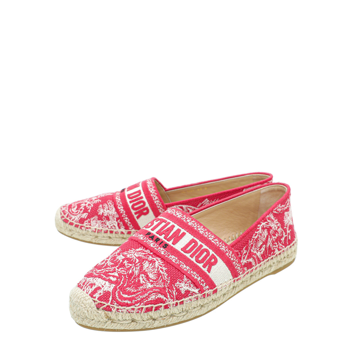 Christian Dior Red Toile de Jouy Granville Espadrille 40