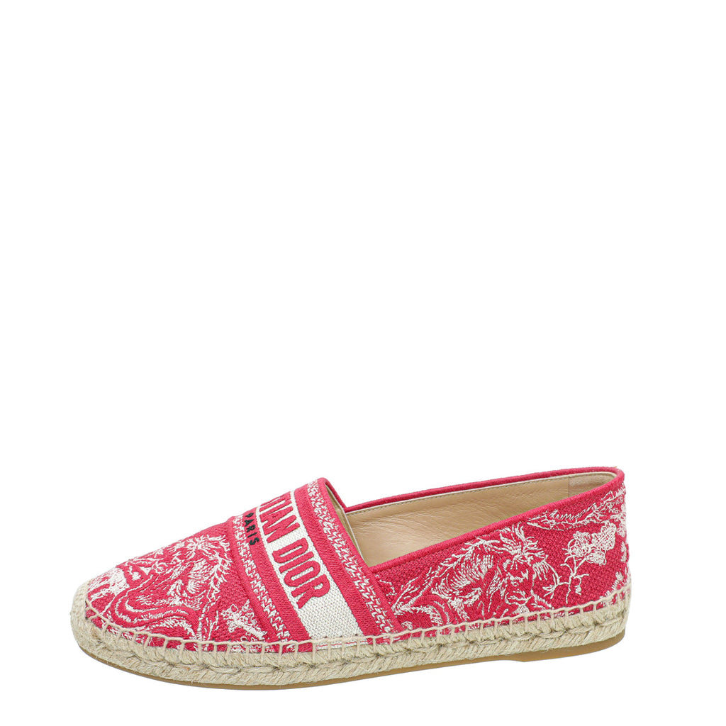 Christian Dior Red Toile de Jouy Granville Espadrille 40