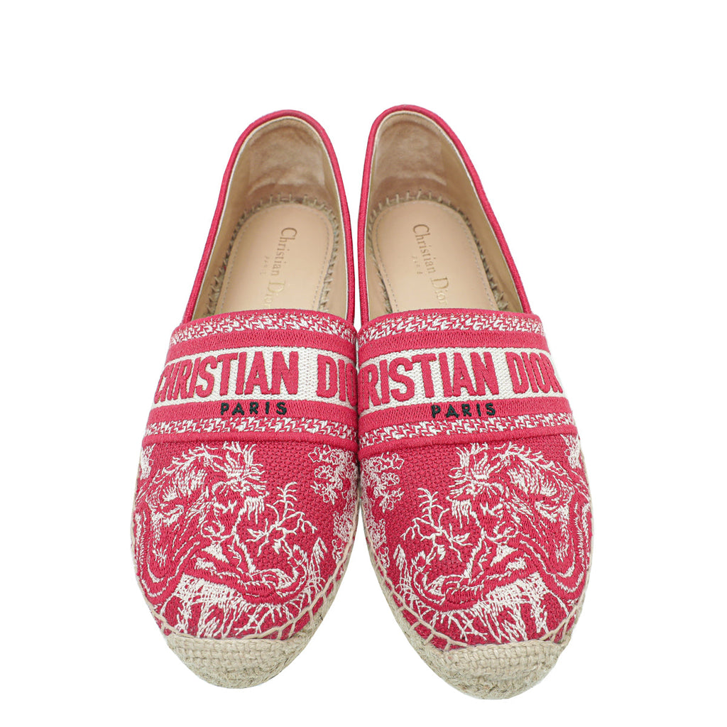 Christian Dior Red Toile de Jouy Granville Espadrille 40