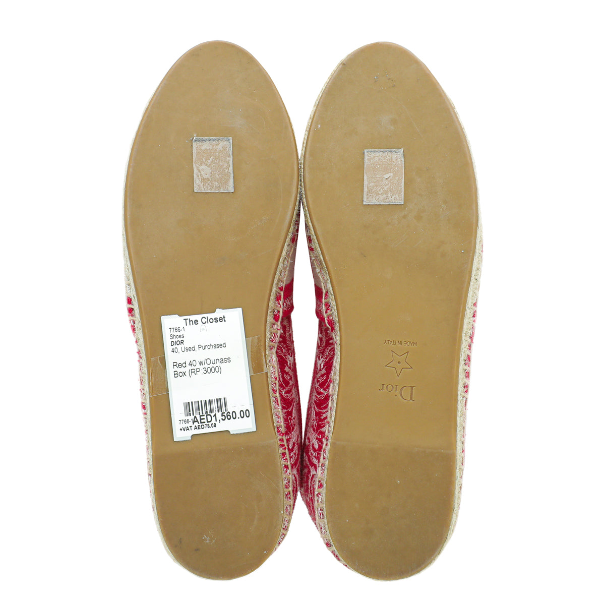 Christian Dior Red Toile de Jouy Granville Espadrille 40