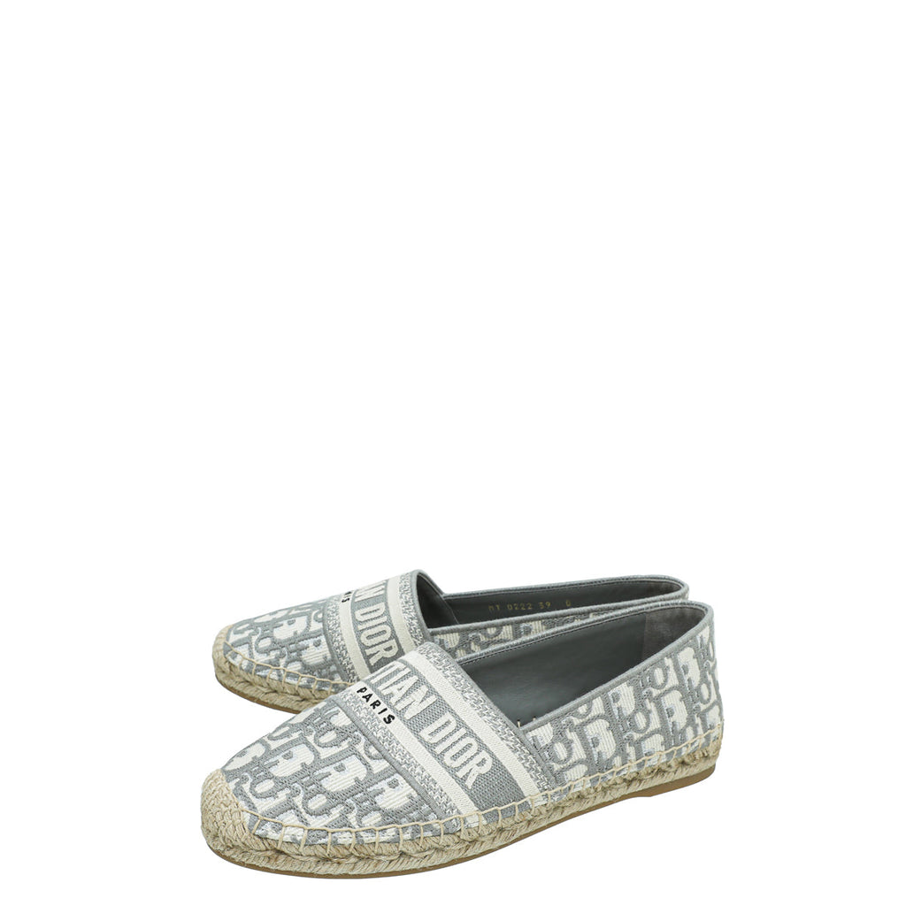 Christian Dior Grey Oblique Embroidered Granville Espadrille 39