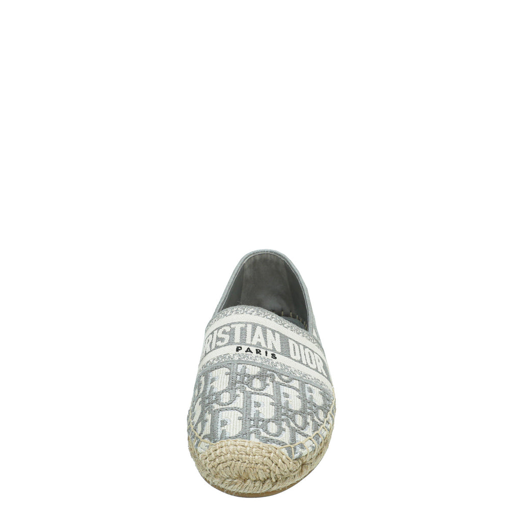 Christian Dior Grey Oblique Embroidered Granville Espadrille 39
