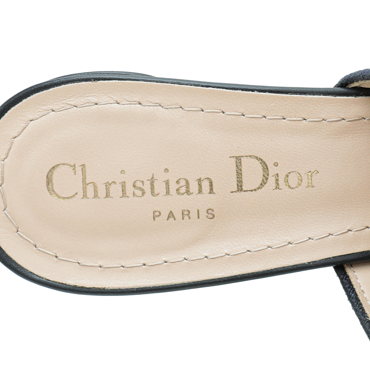 Christian Dior Navy Blue Dway Embroidered Cotton Heeled Mules 36.5