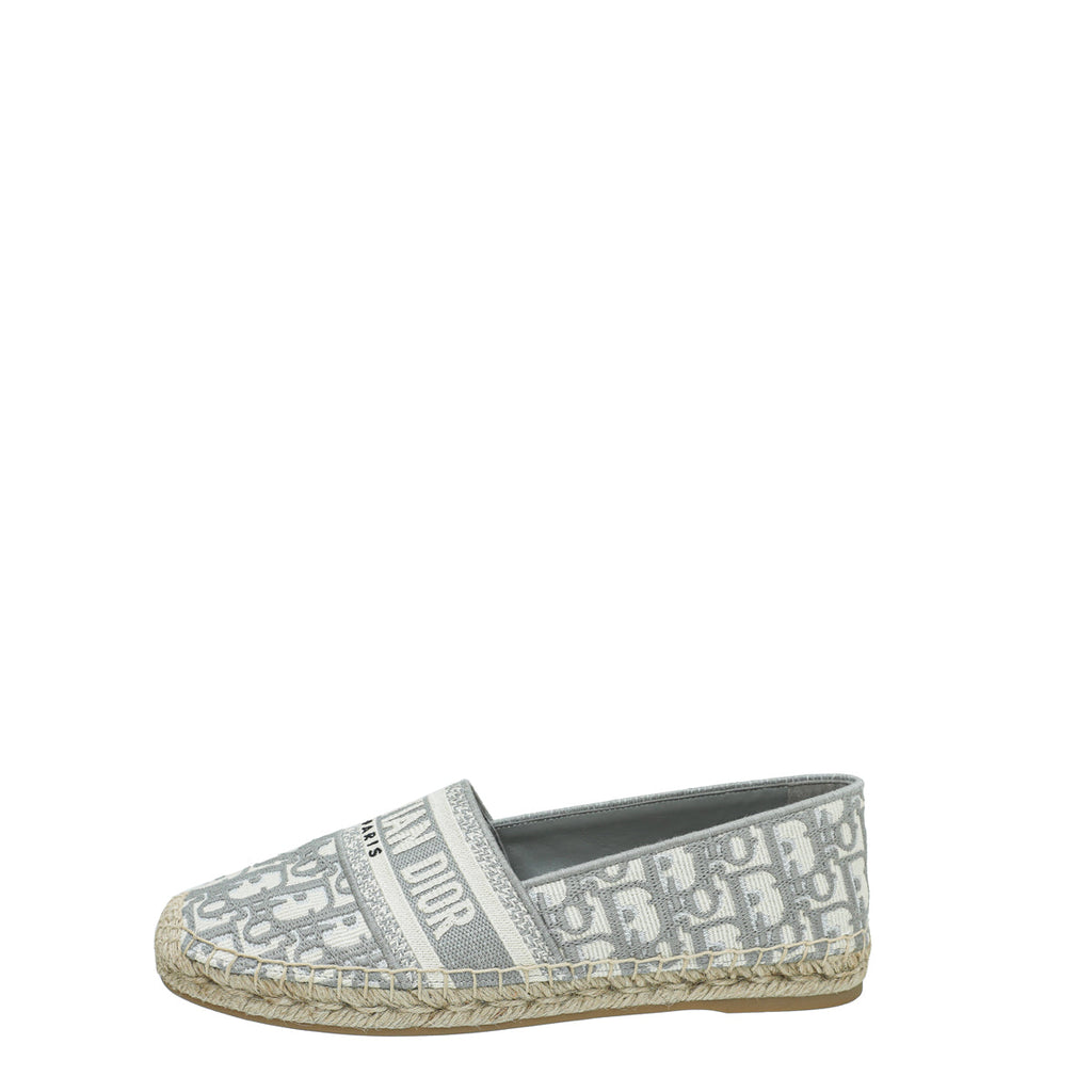 Christian Dior Grey Oblique Embroidered Granville Espadrille 39