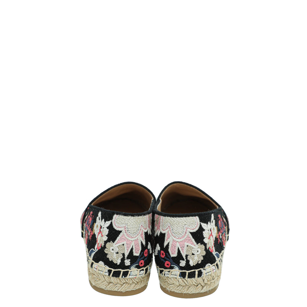 Christian Dior Black Multicolor Mille Fleurs Embroidered Granville Espadrille 39