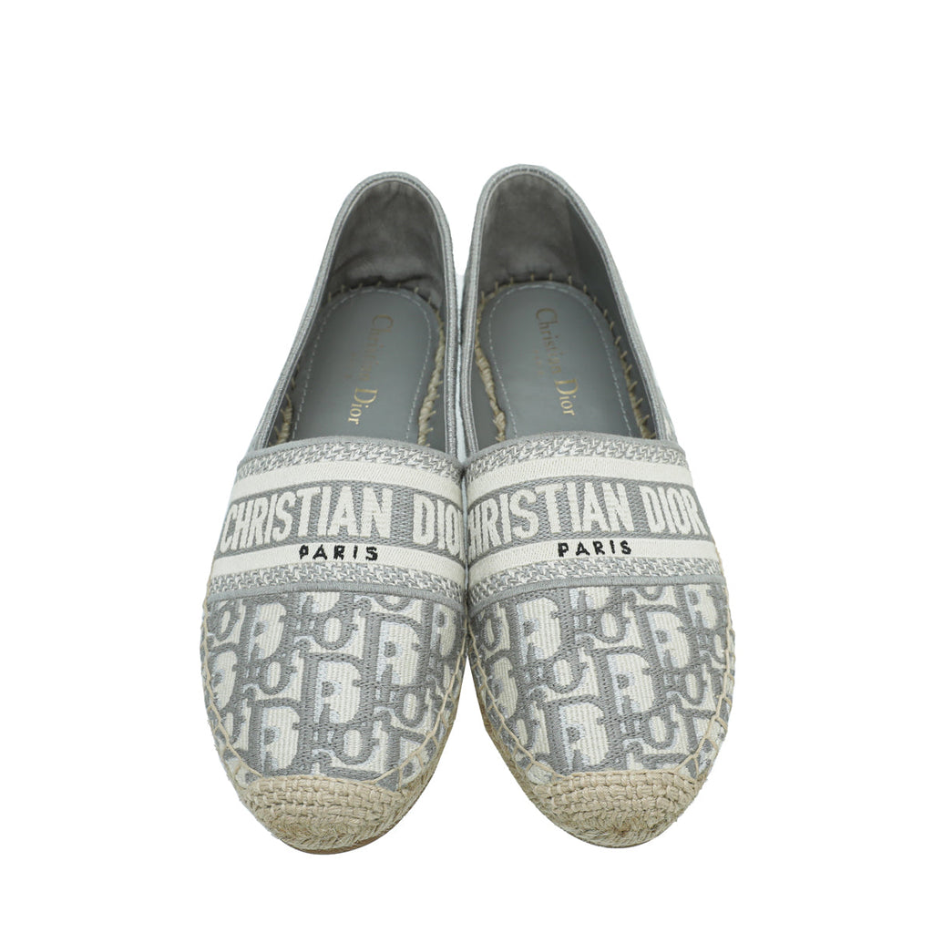 Christian Dior Grey Oblique Embroidered Granville Espadrille 39