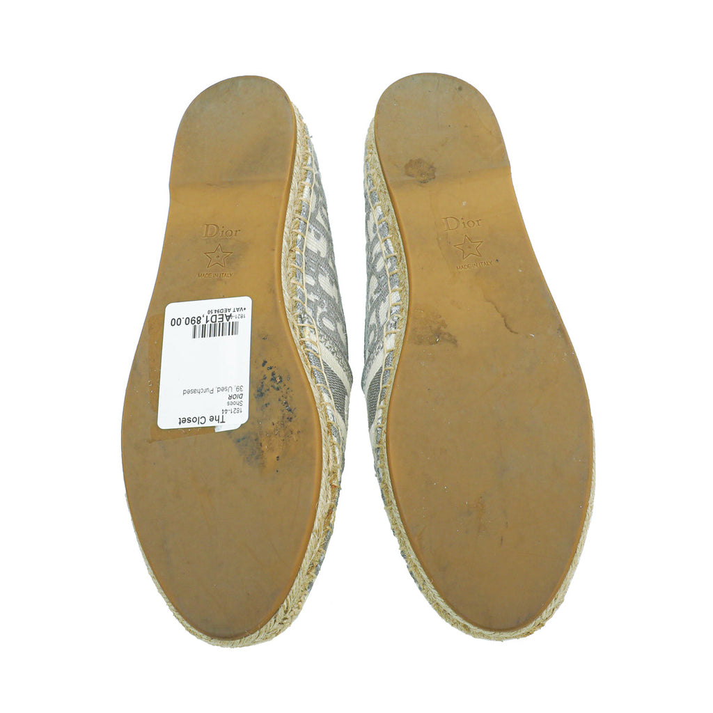 Christian Dior Grey Oblique Embroidered Granville Espadrille 39