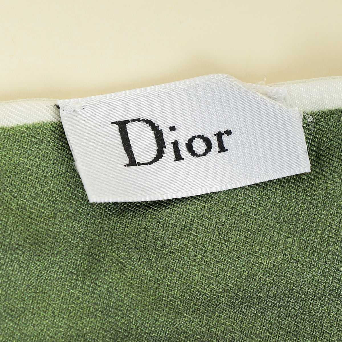 Christian Dior Olive Multicolor Plumes Letter Silk Twilly