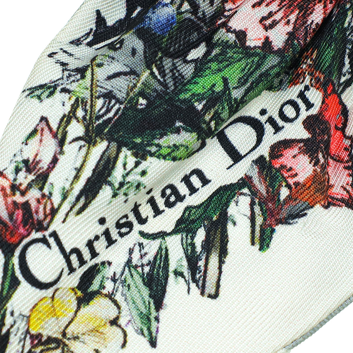 Christian Dior White Multicolor Mille Fleurs Mitzah Scarf