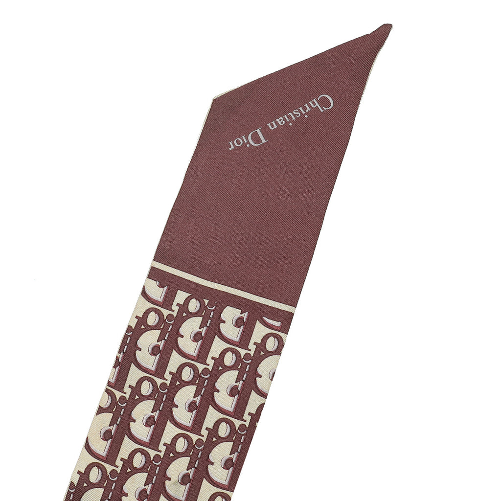 Christian Dior Burgundy Silk Oblique Mitzah Scarf