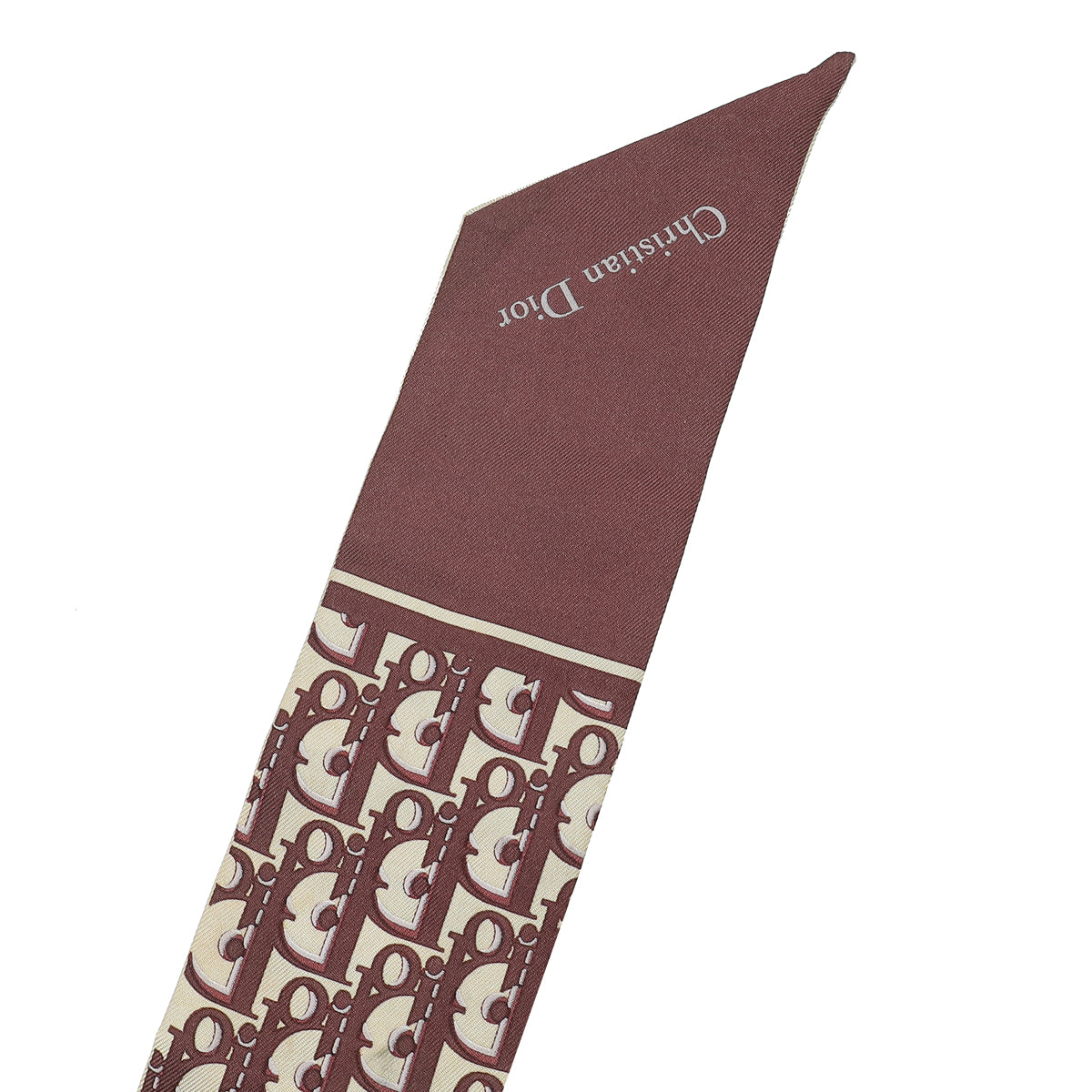 Christian Dior Burgundy Silk Oblique Mitzah Scarf