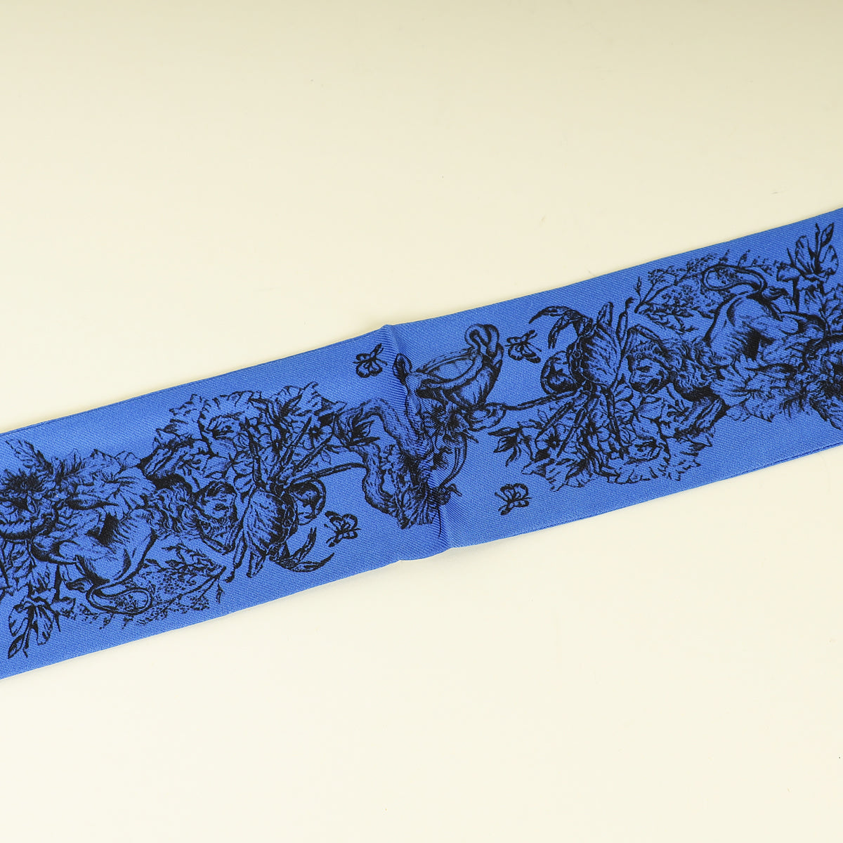Christian Dior Blue Multicolor Toile De Jouy Silk Twilly