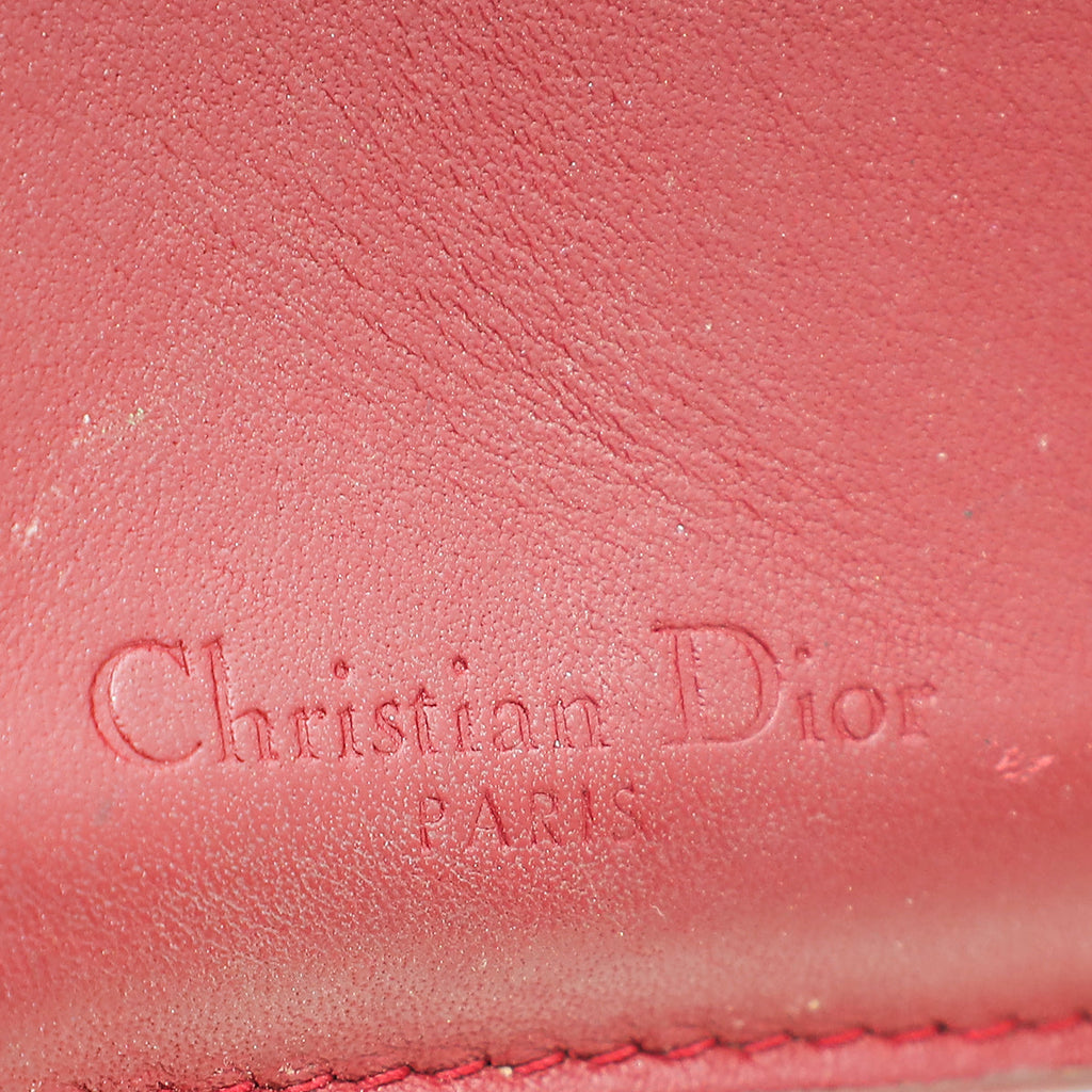 Christian Dior Red Cannage Lady Dior Trifold Compact Wallet