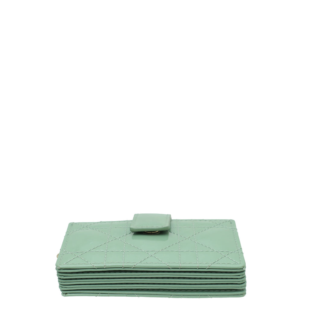 Christian Dior Mint Lady Dior 5 Gusseted Card Holders