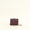 Christian Dior Burgundy Lady Dior Cannage Compact Eden Wallet