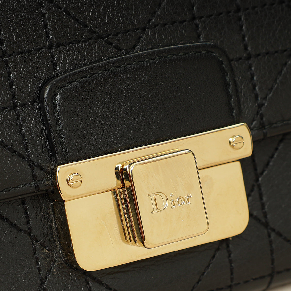 Christian Dior Black Cannage Diorling Chain Wallet